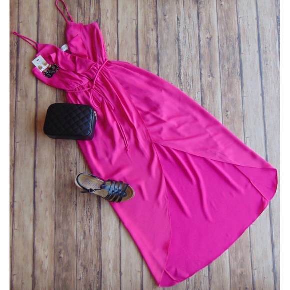 Everly Dresses & Skirts - Everly Fuchsia Hi-Low Faux Wrap Dress Size Small